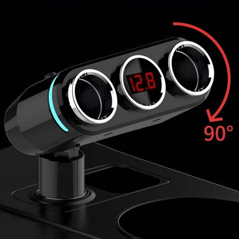 Rozdzielacz gniazda zapalniczki ładowarka 2x USB-A LCD 12/24 V 100 W Rozdzielacz gniazda zapalniczki ładowarka 2x USB-A LCD 12/24 V 100 W