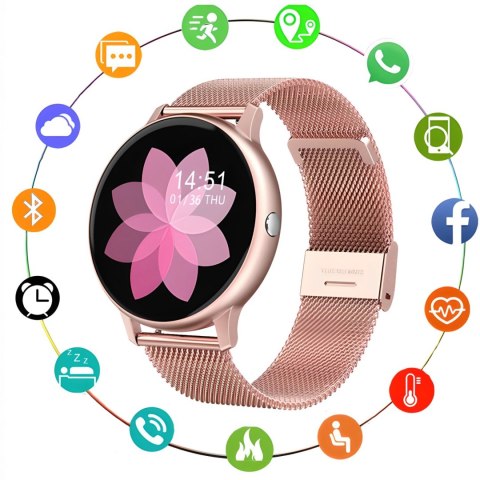 Smartwatch zegarek damski wodoodporny krokomierz pomiar tętna IPS 1.28'' Smartwatch zegarek damski wodoodporny krokomierz pomiar tętna IPS 1.28''