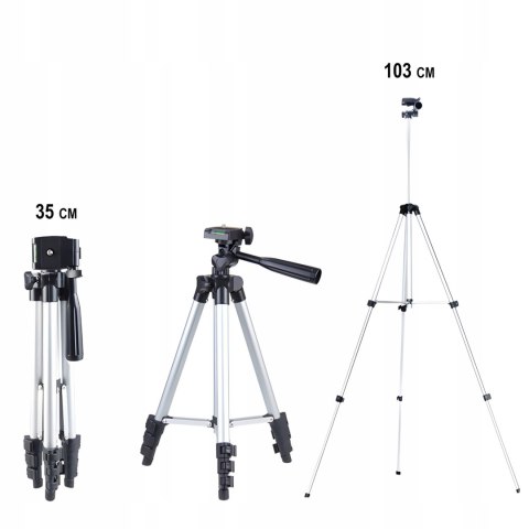 Statyw tripod składany do telefonu gwint 1/4'' pilot BT 35-103 cm Statyw tripod składany do telefonu gwint 1/4'' pilot BT 35-103 cm