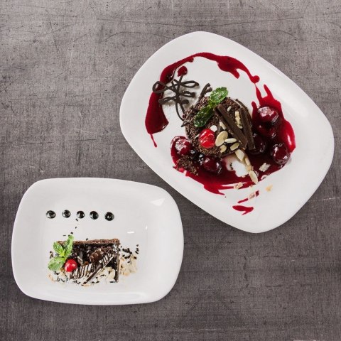 Półmisek szklany biały prostokątny talerz patera szklana 28x21 cm