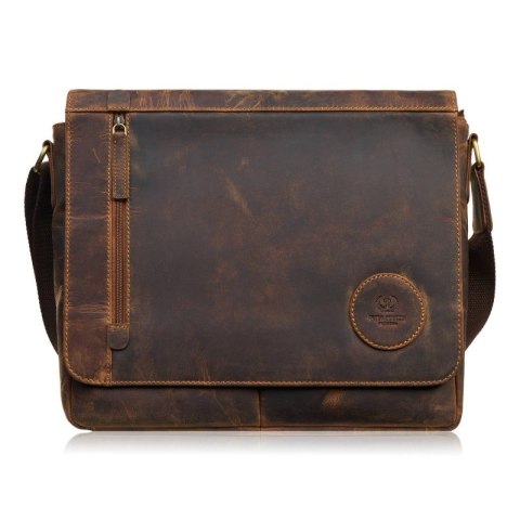 Męska brązowa torba na ramie ze skóry naturalnej vintage Paolo Peruzzi T-147-HBR Męska brązowa torba na ramie ze skóry naturalnej vintage Paolo Peruzzi T-147-HBR