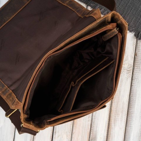 Męska brązowa torba na ramie ze skóry naturalnej vintage Paolo Peruzzi T-147-HBR Męska brązowa torba na ramie ze skóry naturalnej vintage Paolo Peruzzi T-147-HBR