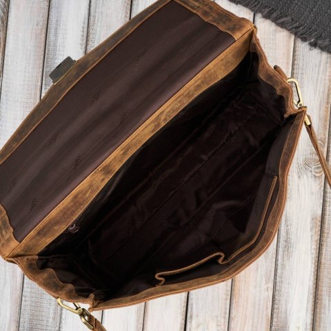 Męska skórzana aktówka brązowa na dokumenty teczka na ramie z kluczykiem vintage Paolo Peruzzi T-146-HBR Męska skórzana aktówka brązowa na dokumenty teczka na ramie z kluczykiem vintage Paolo Peruzzi T-146-HBR