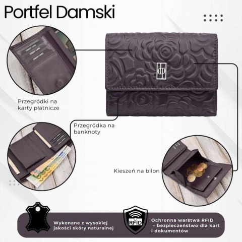 Portfel damski skórzany burgundowy w orientacji poziomej RFID Paolo Peruzzi AL-15-BGD Portfel damski skórzany burgundowy w orientacji poziomej RFID Paolo Peruzzi AL-15-BGD