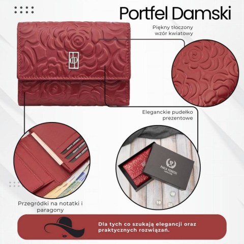 Portfel damski skórzany czerwony w orientacji poziomej RFID Paolo Peruzzi AL-15-RD Portfel damski skórzany czerwony w orientacji poziomej RFID Paolo Peruzzi AL-15-RD