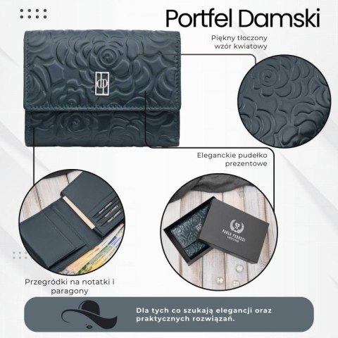 Portfel damski skórzany granatowy w orientacji poziomej RFID Paolo Peruzzi AL-15-NV Portfel damski skórzany granatowy w orientacji poziomej RFID Paolo Peruzzi AL-15-NV