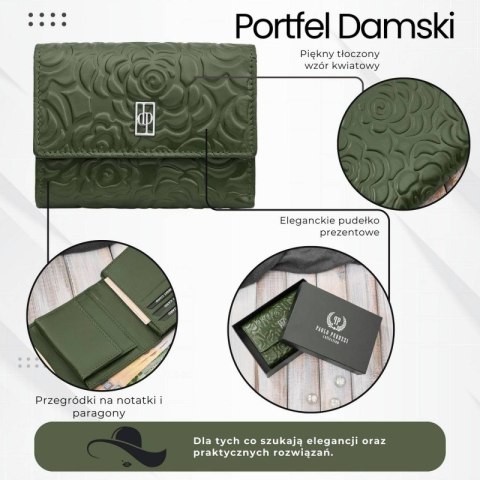 Portfel damski skórzany zielony w orientacji poziomej RFID Paolo Peruzzi AL-15-GB Portfel damski skórzany zielony w orientacji poziomej RFID Paolo Peruzzi AL-15-GB