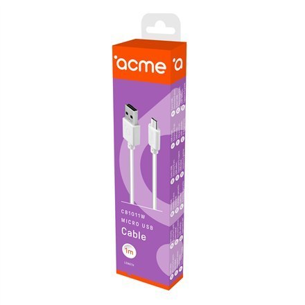 Acme Cable CB1011W 1 m, White, Micro USB, USB A Acme Cable CB1011W 1 m, White, Micro USB, USB A