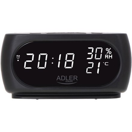 Adler Clock with Thermometer AD 1186 Black Adler Clock with Thermometer AD 1186 Black