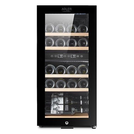 Adler Wine Cooler AD 8080 Energy efficiency class G, Free standing, Bottles capacity 24, Cooling type Compressor, Black Adler Wine Cooler AD 8080 Energy efficiency class G, Free standing, Bottles capacity 24, Cooling type Compressor, Black