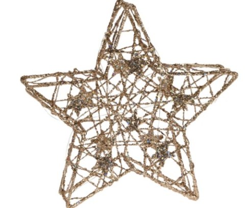 Gwiazda 14 LED ozdoba bożnarodzeniowa metalowa ze złotym wykończeniem 28,5x7,5x28,5 cm na baterie Gwiazda 14 LED ozdoba bożnarodzeniowa metalowa ze złotym wykończeniem 28,5x7,5x28,5 cm na baterie