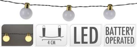 Lampki kule 10 LED girlandy światełka 1,5m ciepła biel Timer IP20 Lampki kule 10 LED girlandy światełka 1,5m ciepła biel Timer IP20