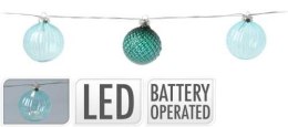 Lampki kulki szklane 10LED niebieskie 1,5m na baterie ciepłe białe IP20