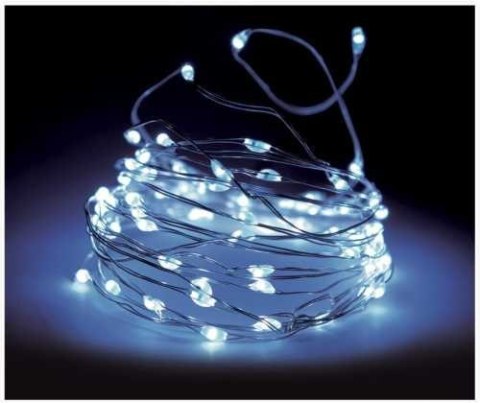 Lampki na druciku 100 LED świąteczne 5m dekoracyjne IP20 zimne białe Lampki na druciku 100 LED świąteczne 5m dekoracyjne IP20 zimne białe