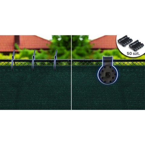 Siatka cieniująca 1,5x25m 140g/m2 + 50 zacisków zielona