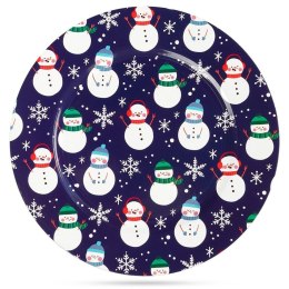 Podtalerz świąteczny dekoracyjny / podkładka pod talerz granatowa bałwan 33 cm