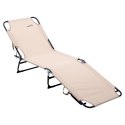 Leżak Ogrodowy Plażowy Rozkładany Regulowany Beżowy REDCLIFFS 187 x 55 cm