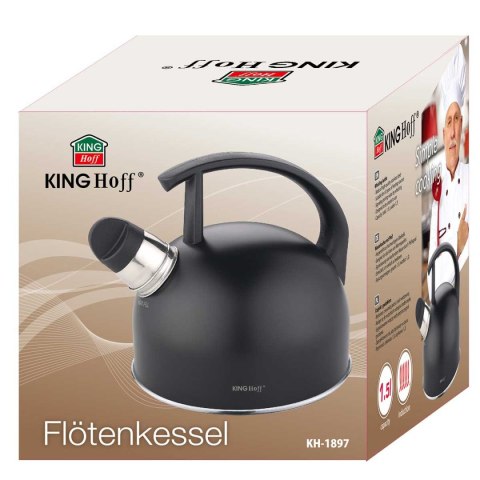 CZAJNIK 1,5L Z GWIZDKIEM KINGHOFF KH-1897 CZARNY MAT