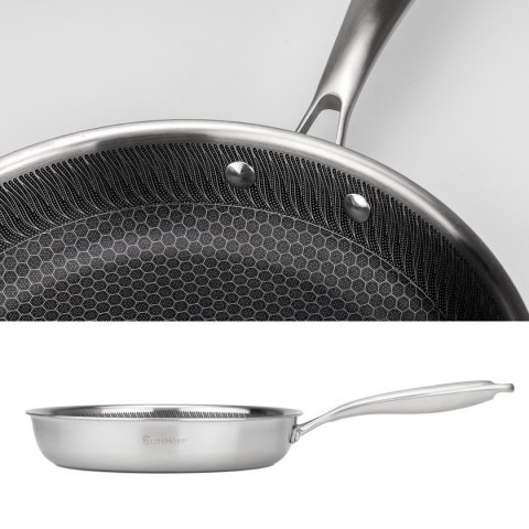 PATELNIA STALOWA 26cm Z POWŁOKĄ PLASTER MIODU E-7548