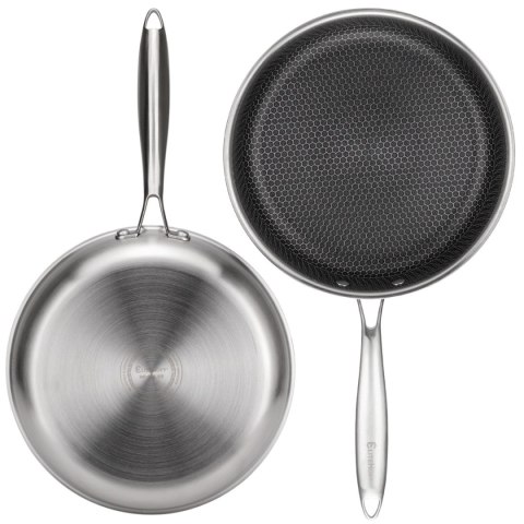 PATELNIA STALOWA 26cm Z POWŁOKĄ PLASTER MIODU E-7548