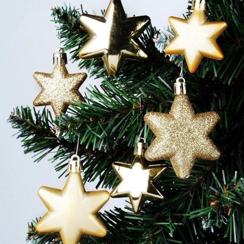 Bombki choinkowe nietłukące gwiazdki złote 6/5 cm 16 szt.