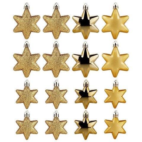 Bombki choinkowe nietłukące gwiazdki złote 6/5 cm 16 szt.