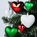 Bombki choinkowe nietłukące serduszka czerwone zielone białe 6,5/4,5 cm 16 szt.