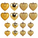 Bombki choinkowe nietłukące serduszka złote 6,5/4,5 cm 16 szt.