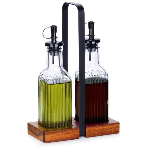 Butelka na oliwę i ocet szklana ze stojakiem 2x 190 ml 3 el.