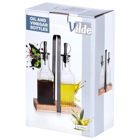 Butelka na oliwę i ocet szklana ze stojakiem 2x 190 ml 3 el.