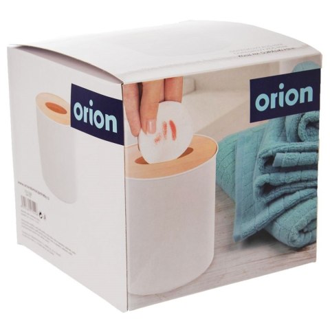 Mini kosz łazienkowy na śmieci odpady biały z bambusową pokrywką stołowy 1,5 l