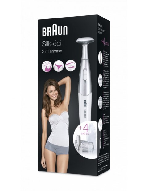 Braun Bikini Trimmer/Cosmetic Shaver FG1100 Silk-epil 3in1 Operating time (max) 120 min, White Braun Bikini Trimmer/Cosmetic Shaver FG1100 Silk-epil 3in1 Operating time (max) 120 min, White