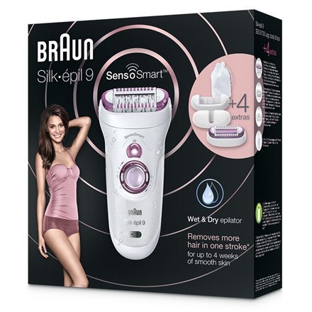 Braun Epilator Silk-épil 9 SensoSmart™ 9/700 Operating time (max) 50 min, Number of power levels 2, Wet & Dry, White/Purple Braun Epilator Silk-épil 9 SensoSmart™ 9/700 Operating time (max) 50 min, Number of power levels 2, Wet & Dry, White/Purple