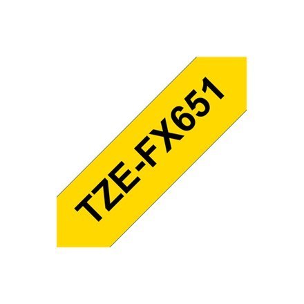 Brother TZe-FX651 Flexible ID Laminated Tape Black on Yellow, TZe, 8 m, 2.4 cm Brother TZe-FX651 Flexible ID Laminated Tape Black on Yellow, TZe, 8 m, 2.4 cm