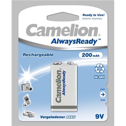 Camelion 9V/6HR61, 200 mAh, AlwaysReady Rechargeable Batteries Ni-MH, 1 pc(s) Camelion 9V/6HR61, 200 mAh, AlwaysReady Rechargeable Batteries Ni-MH, 1 pc(s)