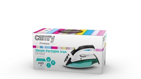 Camry CR 5024 White/green/black, 840 W, Steam Travel iron, Vertical steam function, Water tank capacity 40 ml Camry CR 5024 White/green/black, 840 W, Steam Travel iron, Vertical steam function, Water tank capacity 40 ml