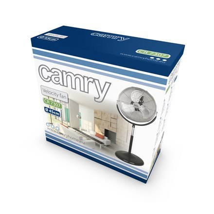 Camry CR 7307 Stand Fan, Number of speeds 3, 180 W, Diameter 45 cm, Black/Stainless steel