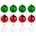 Bombki choinkowe nietłukące czerwone zielone białe 6 cm 12 szt.