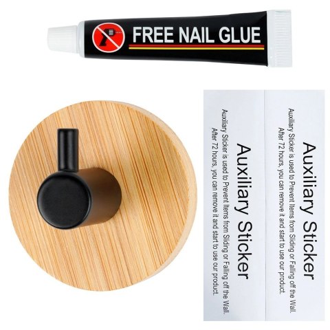 Haczyk wieszak samoprzylepny drewniany metalowy czarny 5x3,5 cm