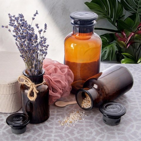 Pojemnik na żywność szklany brązowy z korkiem szeroką szyjką 250 ml