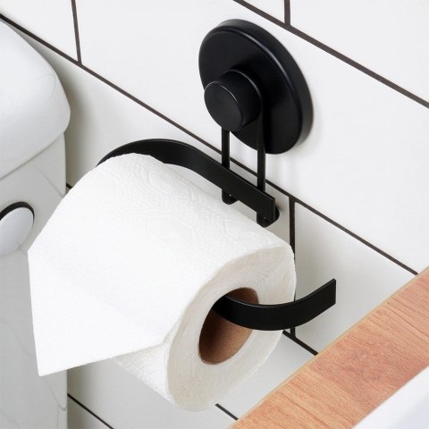Uchwyt na papier toaletowy metalowy czarny na przyssawkę