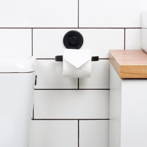 Uchwyt na papier toaletowy metalowy czarny na przyssawkę