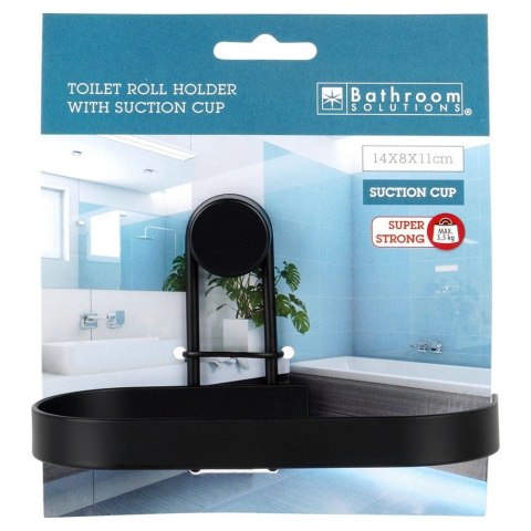 Uchwyt na papier toaletowy metalowy czarny na przyssawkę