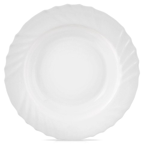 Talerz obiadowy głęboki szklany biały LUNA 22,5 cm, 350 ml