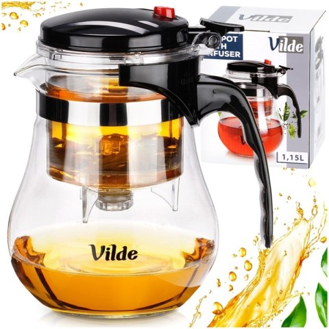 DZBANEK SZKLANY 1150ml Z ZAPARZACZEM SPUSTOWYM DO HERBATY ZIÓŁ 259417