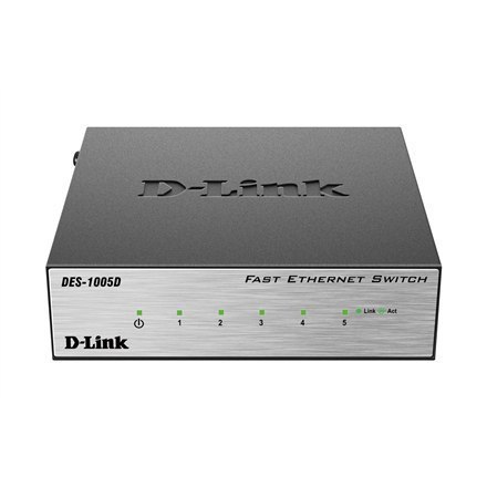 D-Link Switch DES-1005D Unmanaged, Desktop, 10/100 Mbps (RJ-45) ports quantity 5, Power supply type Single D-Link Switch DES-1005D Unmanaged, Desktop, 10/100 Mbps (RJ-45) ports quantity 5, Power supply type Single