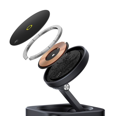 7w1 HUB z ładowarką bezprzewodową HDMI USB-A USB-C SD TF MagSafe 15W - czarny