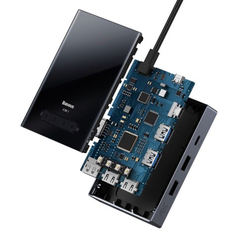 8w1 HUB adapter HDMI DisplayPort VGA USB-A USB-C - szary