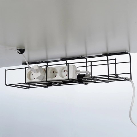Organizer na Kable pod Blat Biurko Metalowy Czarny VILDE 43 x 17 x 10 cm
