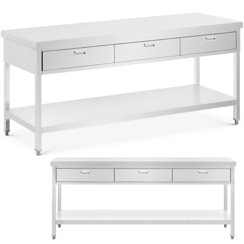 Stół blat roboczy gastronomiczny 3 szuflady półka STAL 200 x 60 cm